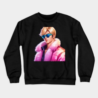 Ken Barbie Doll Fur Coat and Shades Crewneck Sweatshirt